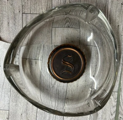 Cenicero de cristal transparente vintage Mid Century para cigarros/cigarrillos centro "S" pesado Foto 1 de 4