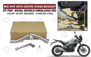 SS MID PIPE WITH "CENTER STAND BRACKET FIT FOR ROYAL ENFIELD HIMALAYAN 450" - Picture 1 of 12