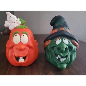 Calabaza Dan Dee Foam Vintage 1989 con decoración de Halloween con cabeza de fantasma y bruja - Imagen 1 de 13