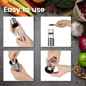 Latest 2 in 1 Salt Mill and Pepper Mill Stainless Steel Refillable Salt & Pep... - Picture 1 of 5