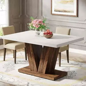 47-Inch Dining Table for 4 To 6 Farmhouse Wood Kitchen Table for Dining Room - Picture 1 of 52