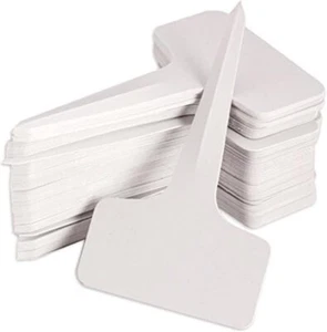 KINGLAKE 100 Pcs 6 x10cm Plastic Plant T-Type Tags Nursery Garden Labels White - Picture 1 of 7