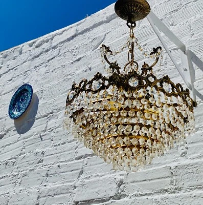 22 x 14" Antique Tiered Crystal Chandelier, Bronze, French, Ornate, 4 Lights - Image 1 of 4