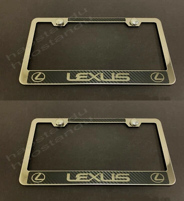 2PCxLEXUSHALO STAINLESS STEEL LICENSE PLATE FRAME -Carbon Fiber Style (UD) - Image 1 of 2