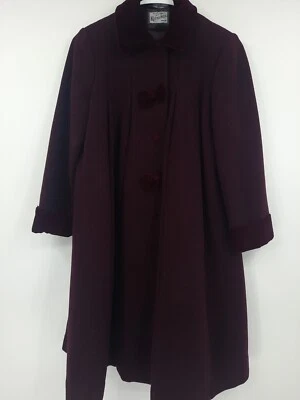 Abrigo Vintage Rothschild Granate Talla 8 Lana Forrado Terciopelo Cuello Arcos Fiesta Foto 1 de 4