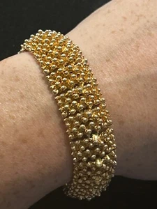 Brazalete vintage Sarah Coventry dorado atardecer cabeza de uñas recorte Demi Parure - Imagen 1 de 6