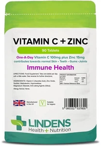 Vitamin C Plus Zinc, Immune System, General Body Health Care (90 Tablets)LINDENS - Picture 1 of 12
