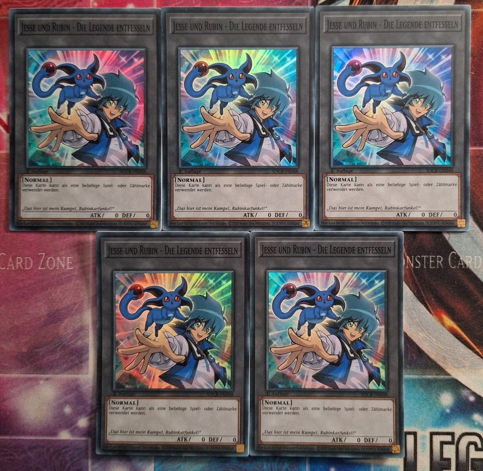 5x Jesse und Rubin-Kristallungeheuer-Spielmarke SDCB-DE048 PLAYSET SR Yu-Gi-Oh - Bild 1 von 1