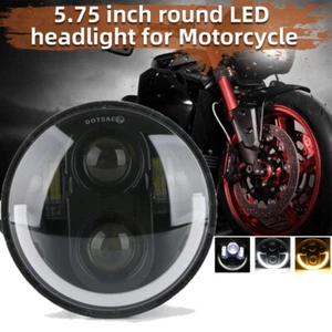 5.75" 5 3/4 LED Motorcycle Hi/Lo Headlight DRL Turn Signal Halo Ring For Harley - Picture 1 of 10