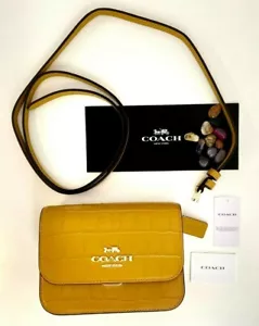 NWT COACH Mini Brynn Crossbody Purse Crocodile Flax Leather Zip Push Lock C5627 - Picture 1 of 12