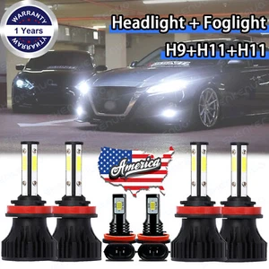 For 2007-2018 Nissan Altima LED Headlight Hi/Lo + Fog light Bulb combo Kit White - Picture 1 of 11