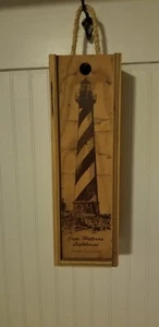 obx cape hatteras lighthouse wooden hanging wine box - Picture 1 of 6