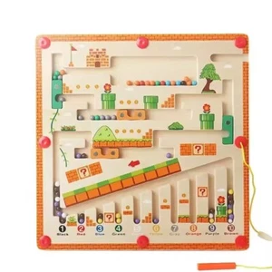 Magnetic Color and Number Maze, Montessori Wooden Toddler Magnet Puzzle Game - Picture 1 of 4
