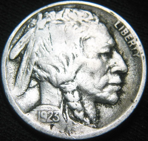 Original Nice Partial Horn 1923-S BUFFALO NICKEL 5¢! FREE Shipping! JS02PC Cover