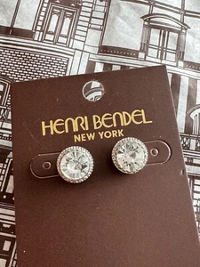 NEW Henri Bendel Pave Stud Deco Earrings. New! Silver & Clear Stone Colors. 🥰 - Picture 1 of 8