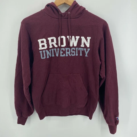 Champion Hoodie Men's Size XS Red Eco Fleece Brown University Pullover Cover