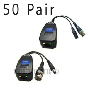 100pcs 50 Pair CCTV Coax BNC Video & Power Balun Transceiver to CAT5e 6 TVI DVR - Picture 1 of 2