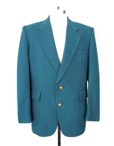 Vtg 70s 80s Peacock Blue Preppy Boating Resort Blazer Yachting Golf Jacket 43S - Picture 1 of 5