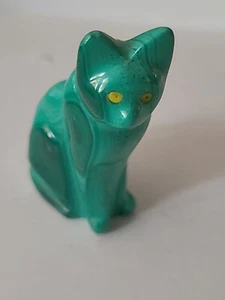 Vintage Malachite Cat Fetish Kitty Green Gorgeous Pretty miniature crystal - Picture 1 of 20