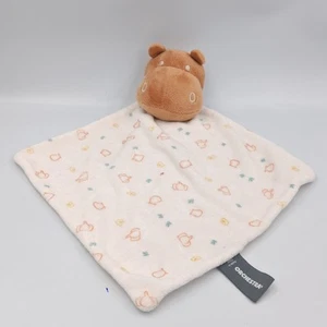 Doudou plat hippopotame marron blanc motifs ORCHESTRA - 36146 - Photo 1/2