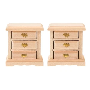 2 Stück Nachttische Nachttisch Möbel Bett Tisch Deko Miniatur Schrank6421 - Bild 1 von 6