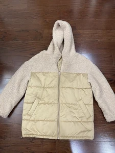 Heartloom kleine weiche Kunstfelljacke beige taupe hellbraun Sherpa Puffer Luxus - Bild 1 von 5