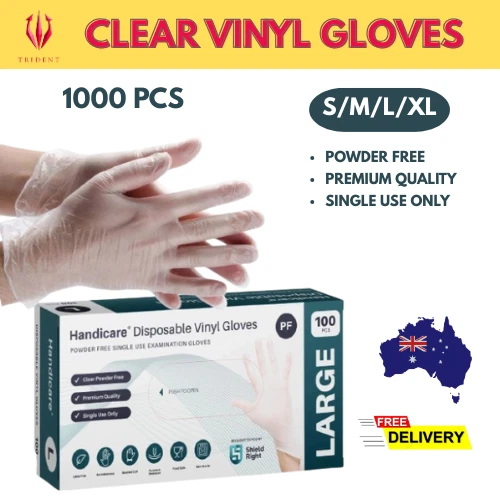 1000pcs Clear Vinyl Work Gloves Powder Free FoodSafe Exam Cleaning Medical Spa M - image 1 of 4
