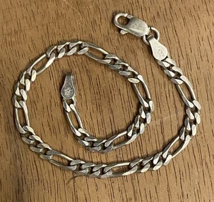 Vintage 925 Sterling Silber Italien 7" Figaro 3,4 mm Kette Armband - Bild 1 von 6