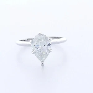 14K Gold Solitaire Engagement Ring Classic 3.01 CT Pear Lab-Grown Diamond F SI1 - Picture 1 of 5