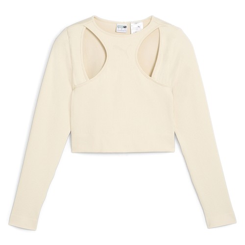 OFF WHITE Pullover camicia donna Puma Dare To Muted Motion girocollo manica lunga bianco sporco