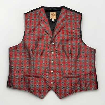 Vintage Wah Maker Vest Men XL Frontier Clothing Western Wear Red 70s Made in USA - Image 1 of 4