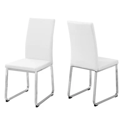 Bowery Hill Dining Chair Set Of 2 Side Kitchen Dining Room Pu Leather Look White