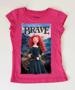 Disney Pixar Princess Merida Brave Pink Fitted T-Shirt Kids Girls Size S (6/6X) - Picture 1 of 9
