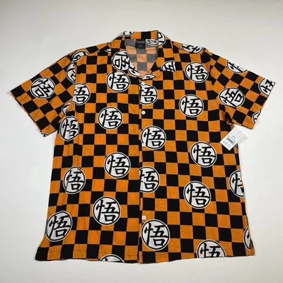Dragon Ball Super Camisa Hombre Grande Negra Naranja AOP Hawaiana Abotonada NUEVA Foto 1 de 4