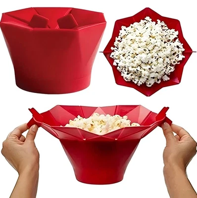 1pc Foldable Silicone Popcorn Bowl Microwaveable DIY Kitchen Tool - NEW - Image 1 of 4