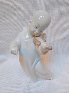 Lladro asiatischer Engel Junge Figur spielt Geige #4536 Porzellan Made in Spain - Bild 1 von 8