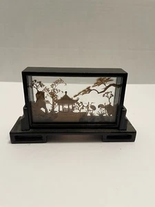 Diorama cinese vintage sughero arte vetro intagliato a mano gru decorazione da collezione - Foto 1 di 6