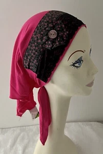 NWT Lemon Hats Triangle Head Scarf Tichel HOT PINK Cotton Blend Knit • CHEMO - Picture 1 of 2