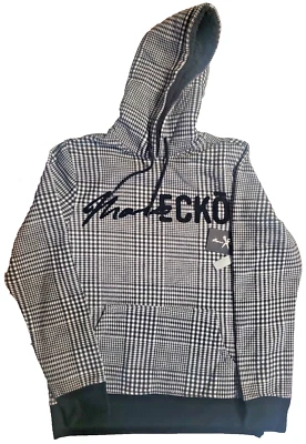 MARC ECKO Hombres Sudadera con Capucha Sherpa Forrada Corte y Costura Colección Otoño Negro/Blanco Cuadros Foto 1 de 4