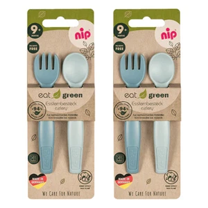 4pc Nip Children/Infant Eat Green Tableware Cutlery/Utensil Feeding Set Blue 9m+ - Picture 1 of 3