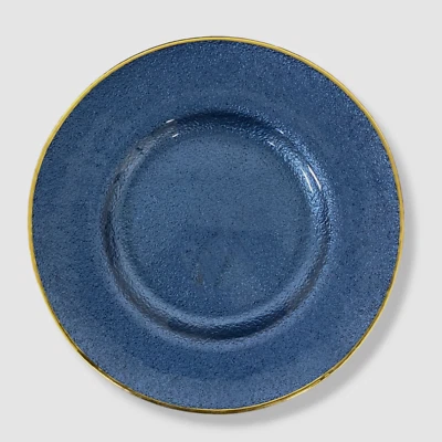 Plato de ensalada de vidrio de zafiro metálico dorado azul VIETRI $32 8,5" Foto 1 de 3
