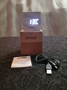 NIB CloudNola White & Gray Marble-Look "Block Clock" with LED Face - Picture 1 of 7