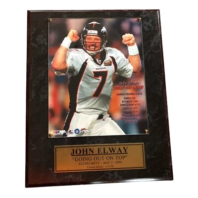 Placa John Elway Edición Limitada NFL Denver Broncos No. 411/730 con certificado. Foto 1 de 4