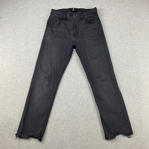 7 For All Mankind Slimmy Jeans Herren 31 Schwarz Luxe Sport Ausgefranst Stretch Straight - Bild 1 von 16