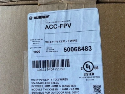 (CASE OF 1,000) Burndy ACC-FPV - WILEY PV CLIP - 2 wire 50068483