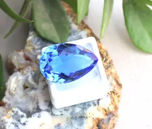 Topazio blu naturale 48 ct taglio pera certificato impeccabile pietra preziosa sfusa - Foto 1 di 10