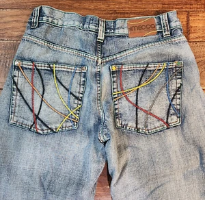 Y2K Street Wear Jeans Denim Mecca Since Day One 32/32 colored stitching - Picture 1 of 12