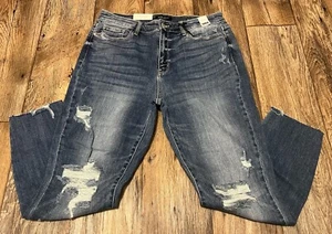 Judy Blue High Rise Distressed Jeans 13/31 Here Comes The Sun Measure 33/27 - Picture 1 of 5