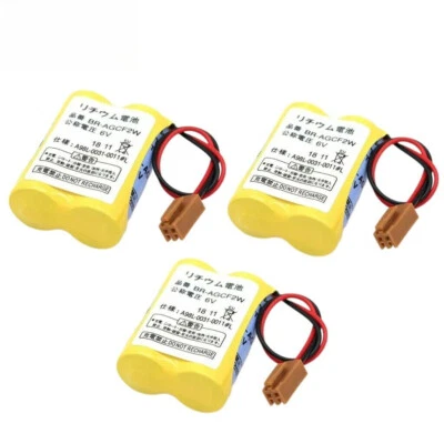 3x BR-AGCF2W 6V 2200mAh PLC Fanuc System Battery A98L-0031-0011 with Brown Plug - Image 1 of 4