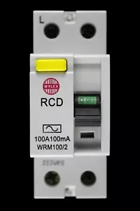 WYLEX 100 AMP 100mA DOUBLE POLE RCD TYPE AC WRM100/2 - Picture 1 of 6
